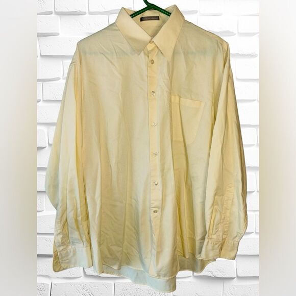 Perry Ellis Men’s 16.5 33 Pale Butter Yellow Long Sleeved Casual Button Up Shirt - Picture 1 of 7